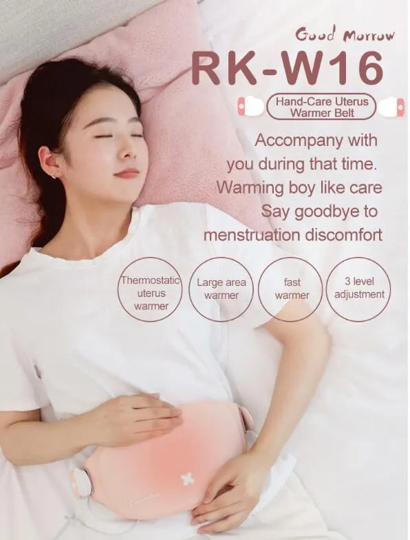 Rechargeable menstrual pain relief belt with three heat settings and three massage speeds, 300 x 150 x 10mm, basic model
