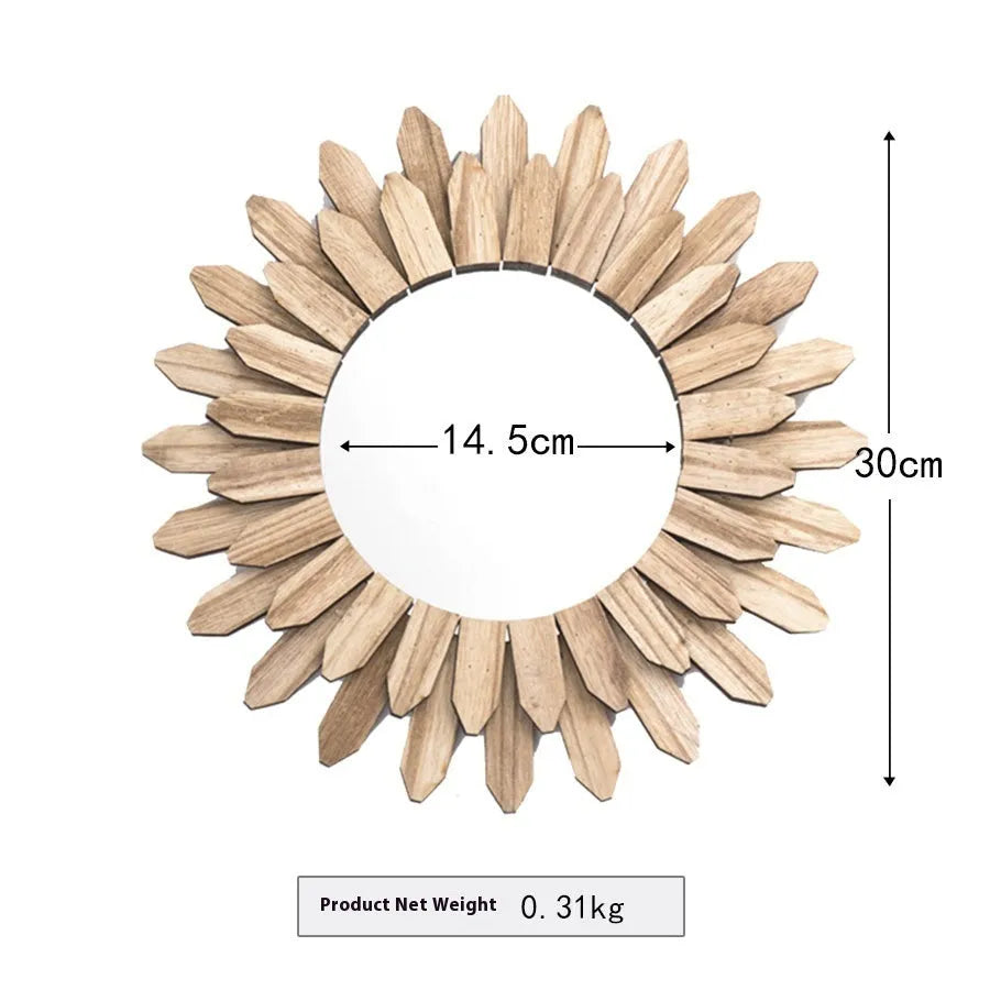 European-style solid wood handmade hanging mirror with baked finish