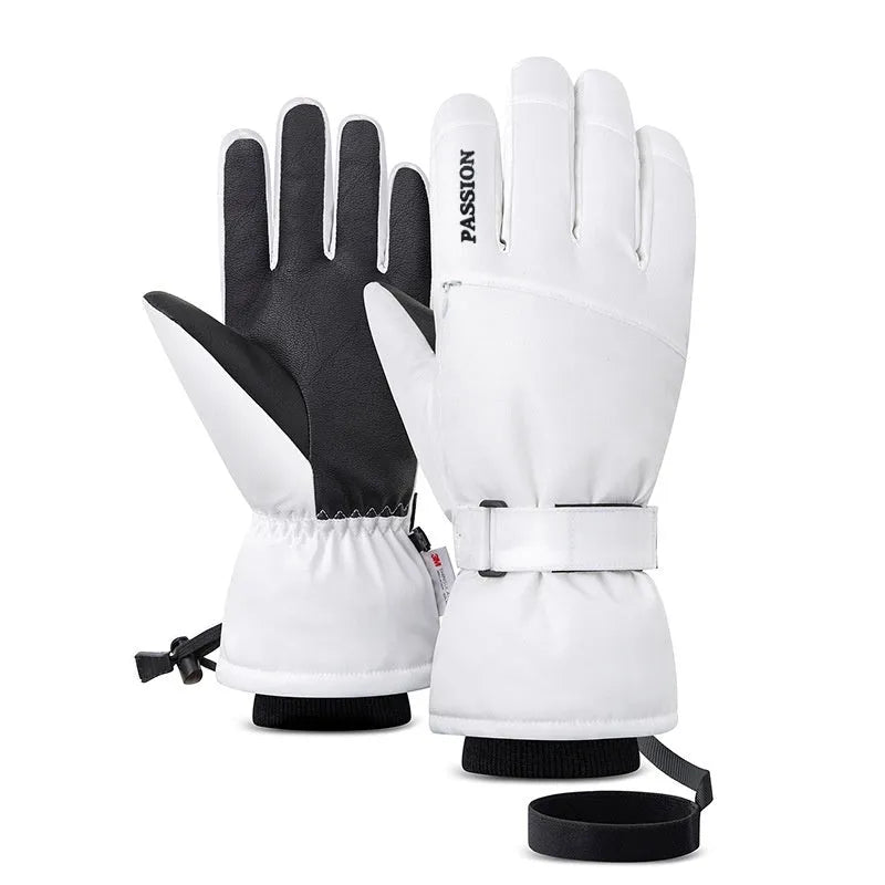 Pair of waterproof touch screen ski gloves for men women cycling outdoor winter warm polyester finger gloves