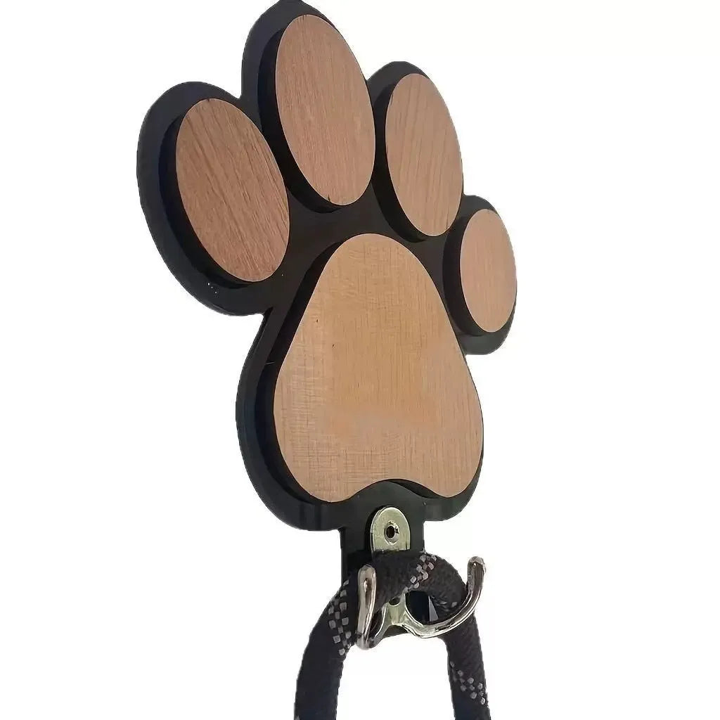 Black and white wooden paw print silhouette wall hook with 3-5kg load capacity for coats and keys