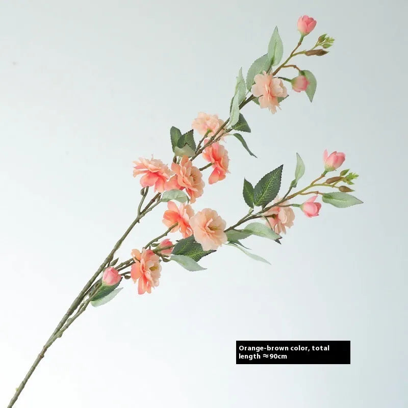 Raw silk simulation fake camellia artificial flower in autumn pink colour for home decor