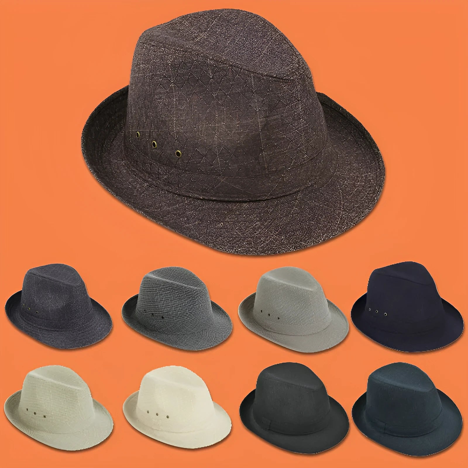 Traditional men's fedora hat with thickened construction in suit material or linen options