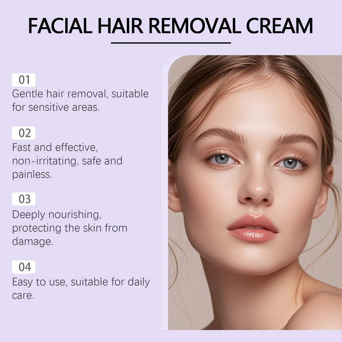 Women's facial hair removal cream 30g tube with shea butter and Centella asiatica extract