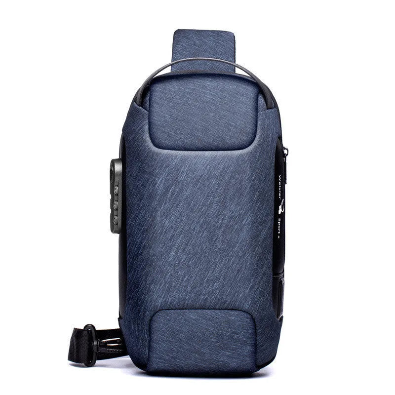 Men's medium canvas chest bag in multiple colours with zipper and internal phone pocket.