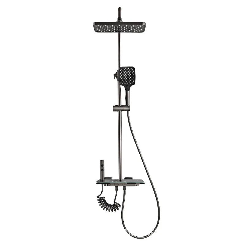 Aluminium digital display shower head set with temperature control and concealed mounting