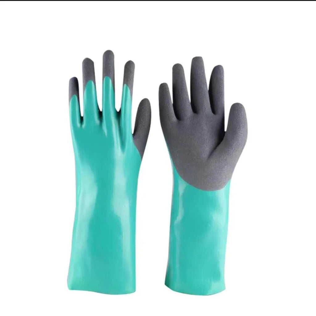 Women's navy blue nitrile fishing gloves 34cm lengthened for marine work