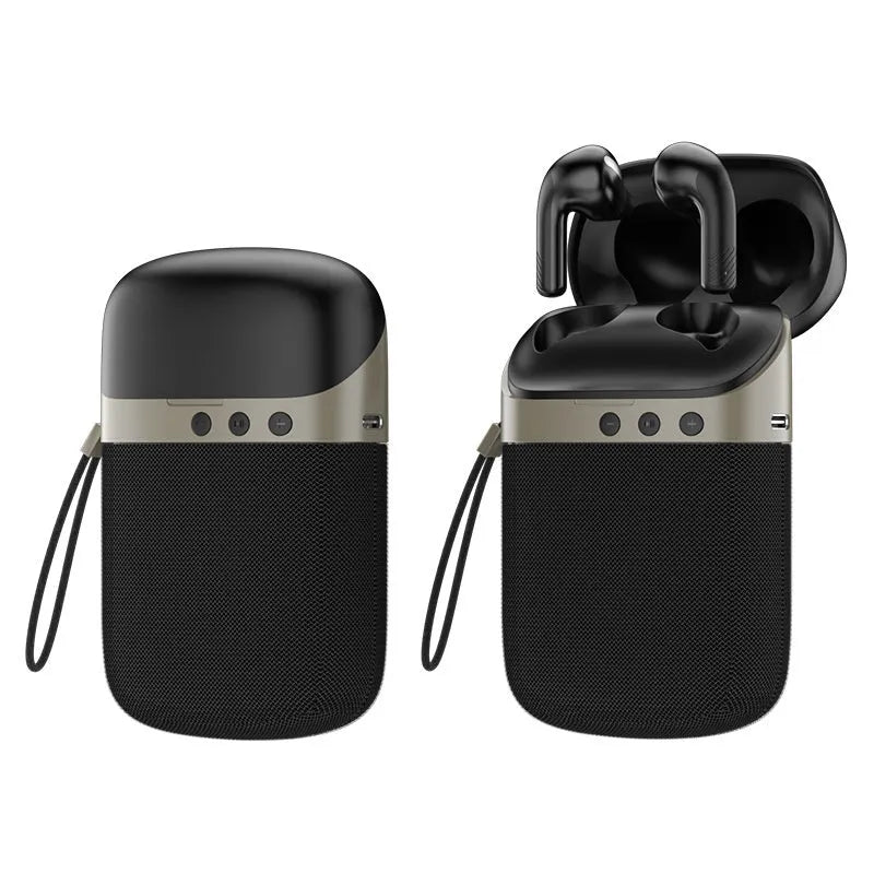 Bluetooth headset speaker two-in-one in-ear wireless earphone USB charging black blue gray