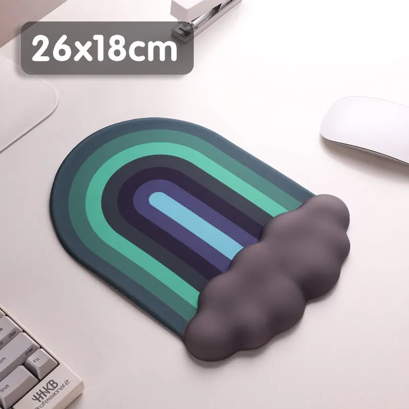 Silica gel wrist rest mouse pad and keyboard support set with pastoral cloud design