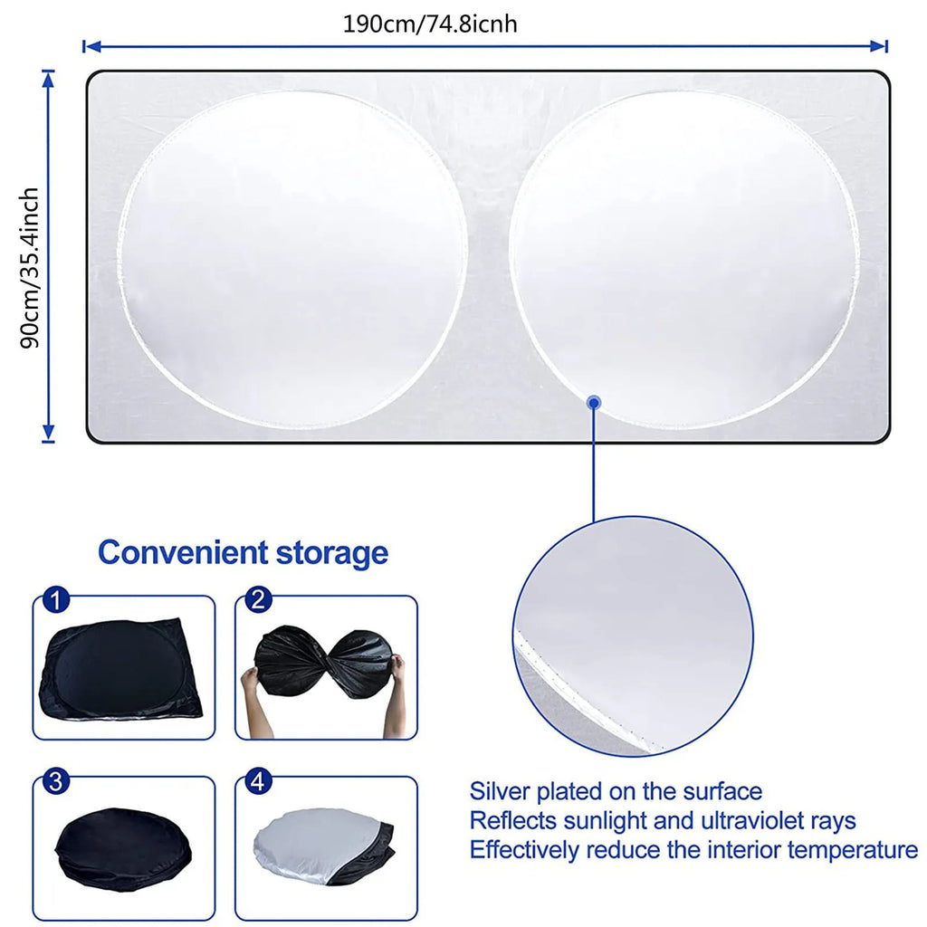 Car sun block silver tape heat insulation sun visor shield for windscreen protection