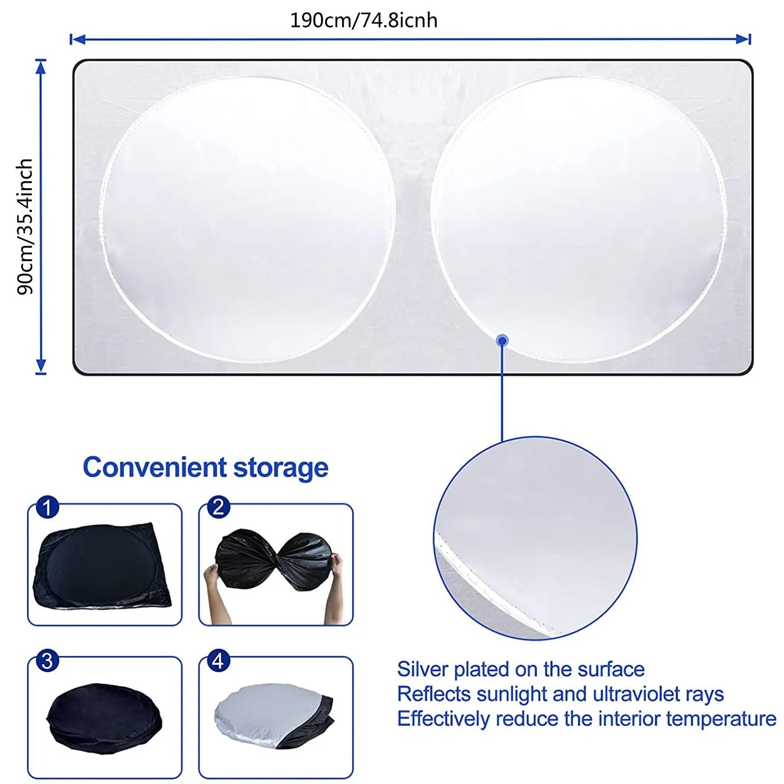 Car sun block silver tape heat insulation sun visor shield for windscreen protection