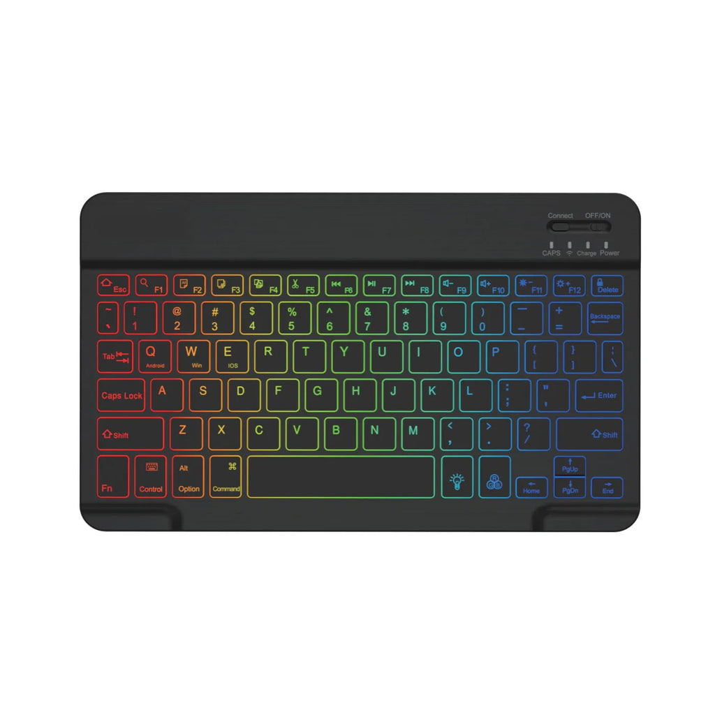 10-inch backlit Bluetooth wireless keyboard for tablets with colourful RGB lighting