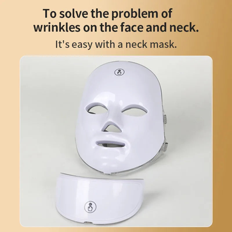 White rechargeable facial LED beauty mask for home photon therapy rejuvenation