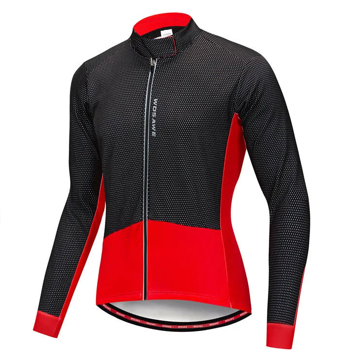 Autumn winter cycling fleece warm jacket 100% polyester in Black Green and Black Red sizes S to XXL