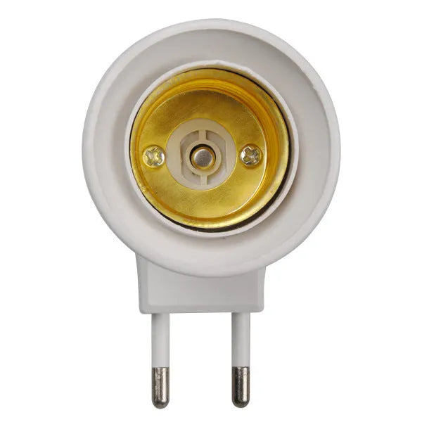 White bakelite E27 screw lamp holder with integrated UK three-pin plug and on/off switch