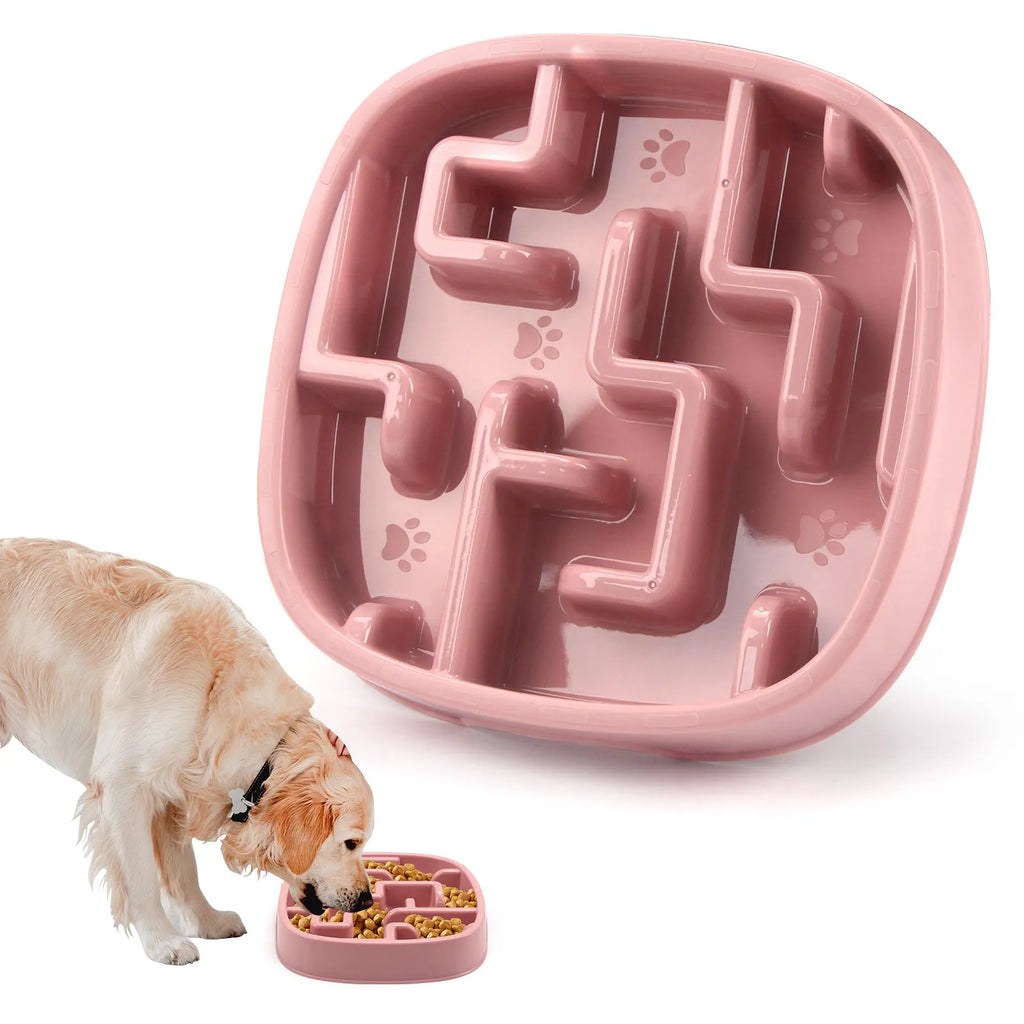 Macaron coloured maze design slow feeding bowl for cats and dogs with anti-slip base