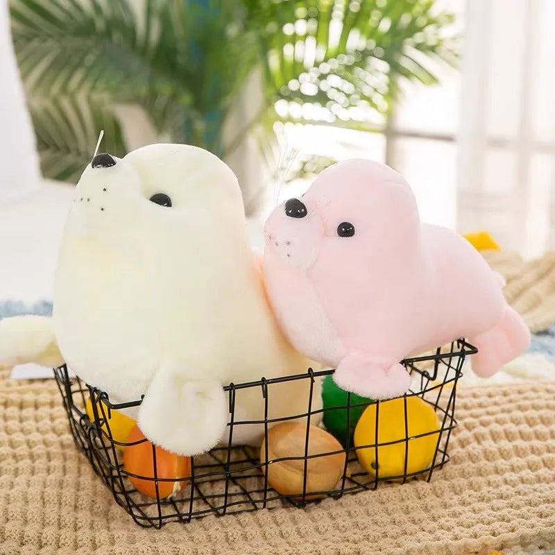 Polar Ocean Underwater World seal plush toy 25cm tall white pink gray soft stuffed animal