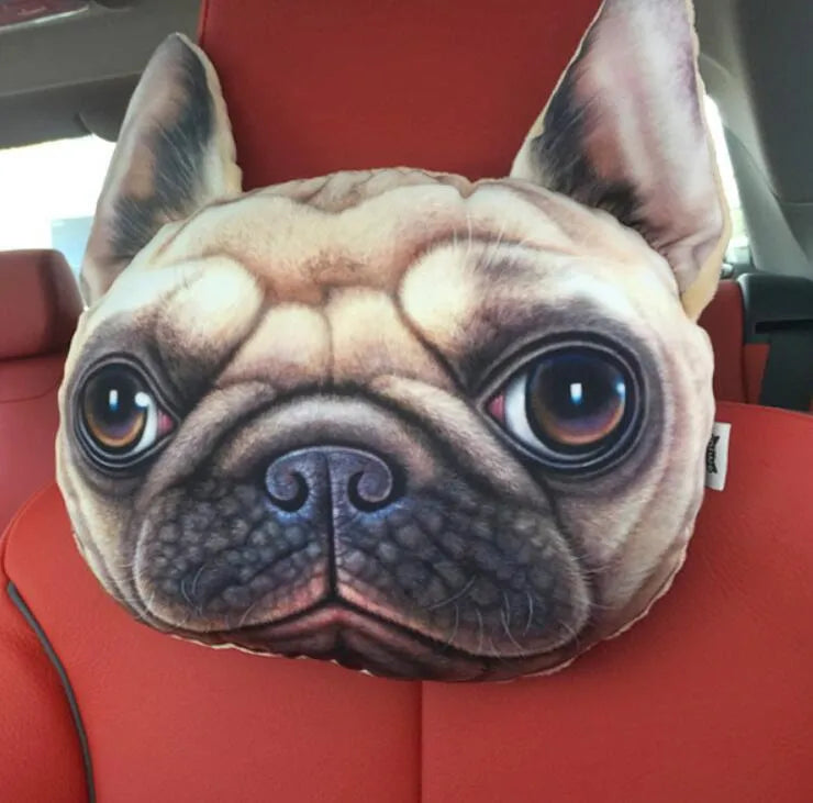 Cat lovers oblong car headrest pillow with cartoon cat print and removable cover for seat support