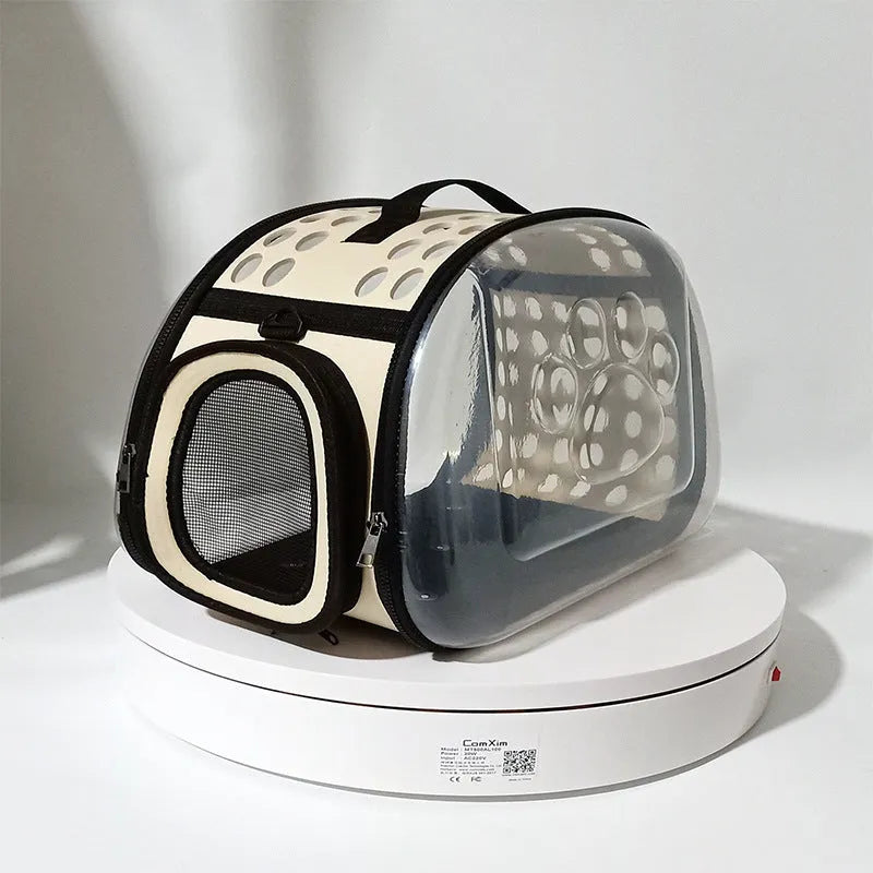 Breathable crossbody pet bag for small pets under 10 jin in solid colour with EVA and polyester fabric.