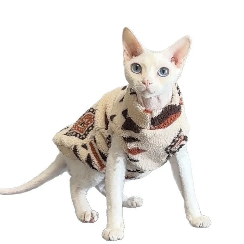 Printed Austrian Fleece polyester dog coat in brown coffee color, European American style, size medium