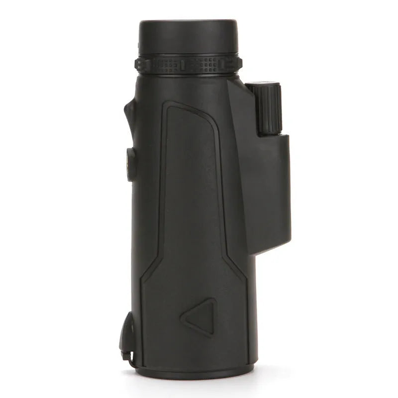 Black monocular telescope with 12x magnification and 50mm objective lens for outdoor observation