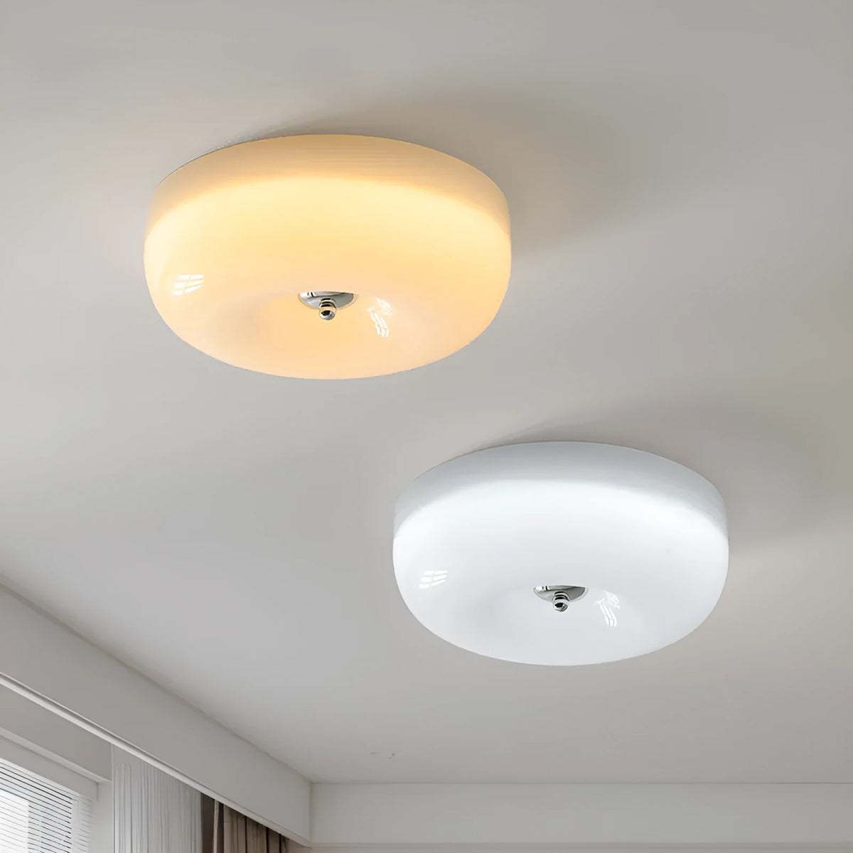 American style cream bedroom ceiling lamp with three-colour light function on ceiling