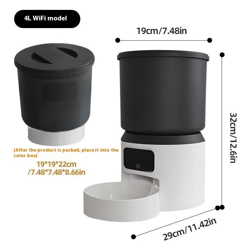 4L smart pet feeder with timing and remote monitoring featuring rotatable camera and stainless steel bowl options