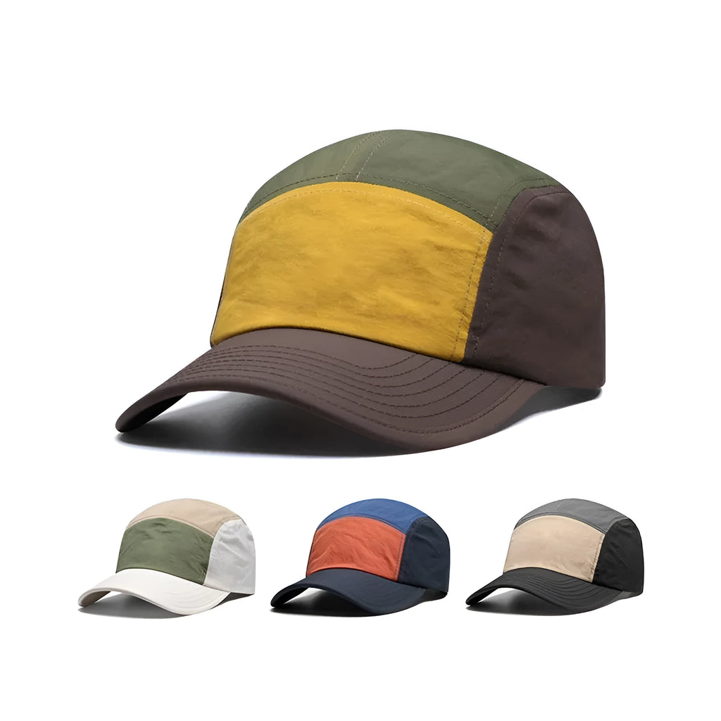 Men's quick-drying baseball cap in cotton-polyester blend with curved brim showing colour-matched design