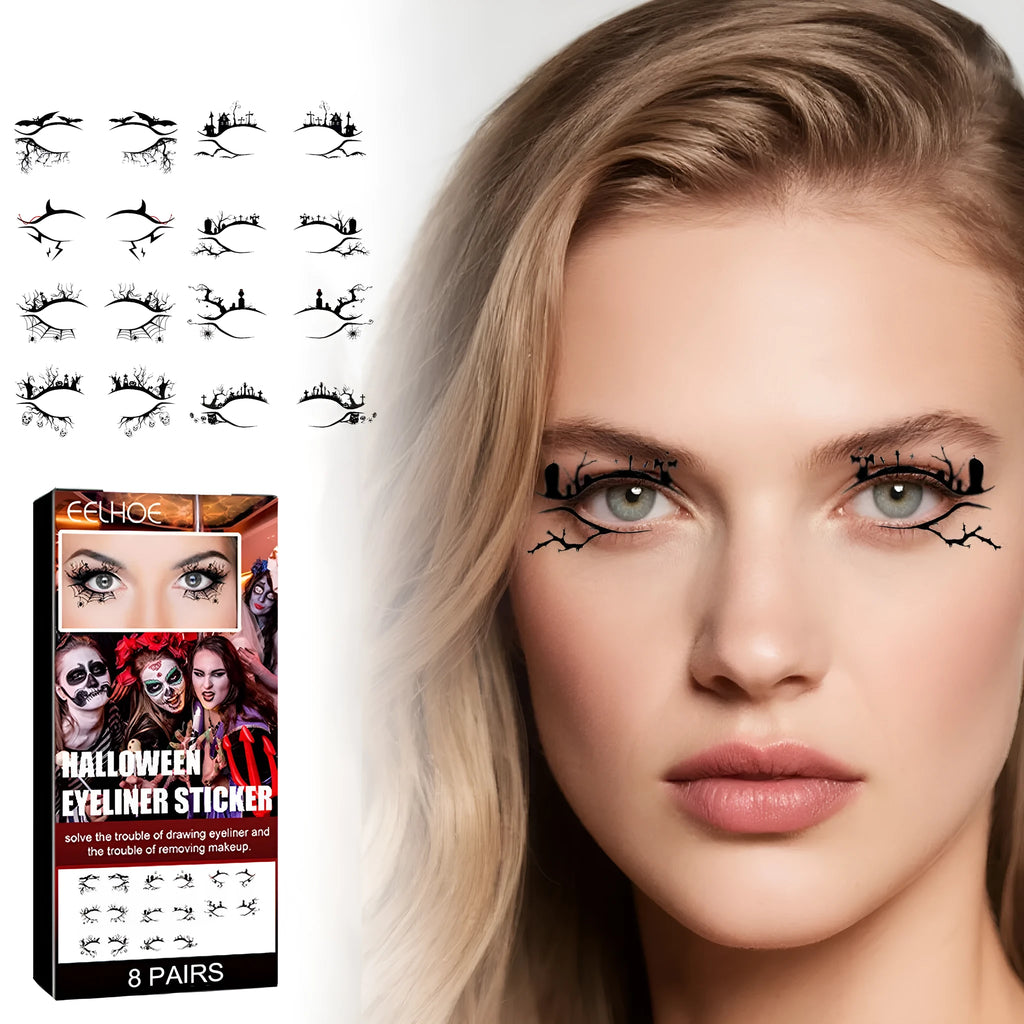 Bat and spider decorative eyeliner stickers for temporary festival makeup application