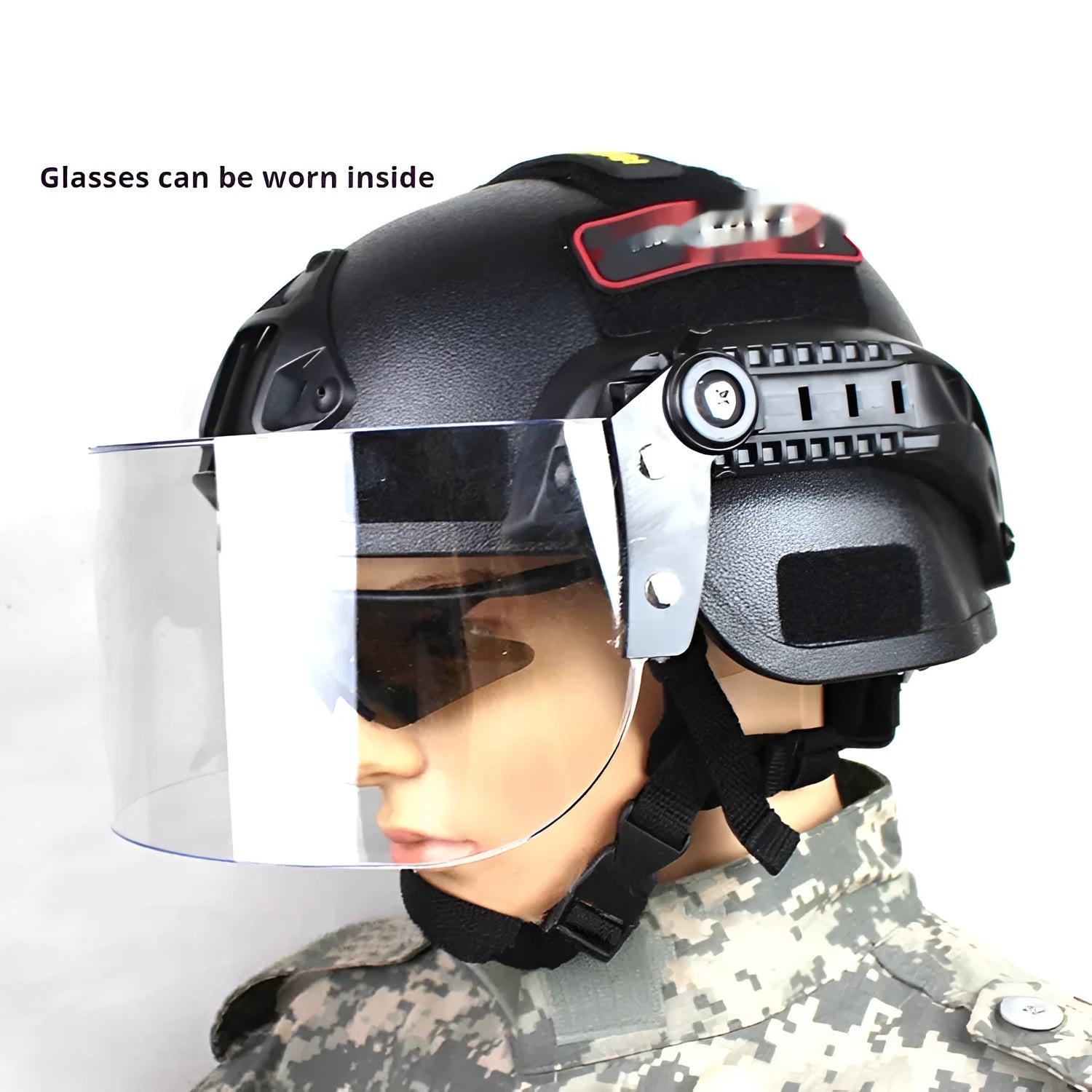Transparent anti-riot tactical helmet with explosion-proof mask in multiple colour options