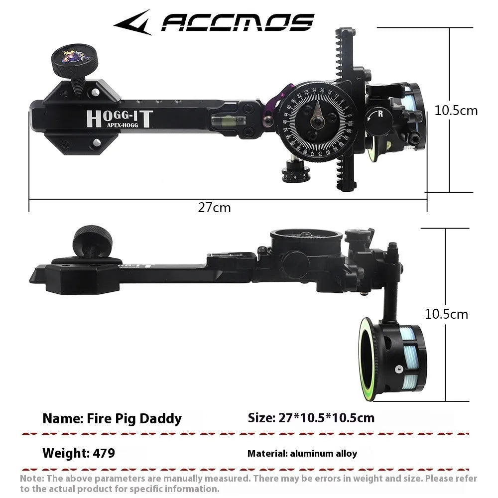 Composite laser aiming instrument archery sight with single needle and long brush holder on aluminium body
