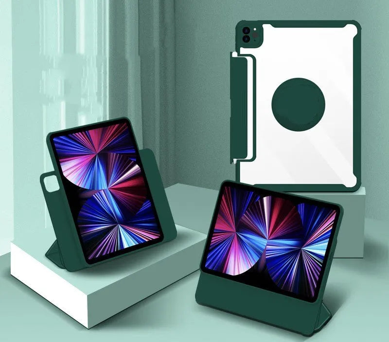 iPad magnetic protective case in multiple colours with a retractable drawer for Apple Pencil storage.
