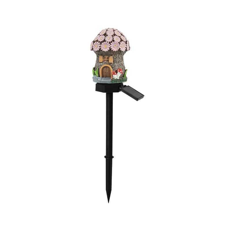 Outdoor waterproof flower-shaped solar LED light for garden resin houses with IP55 rating
