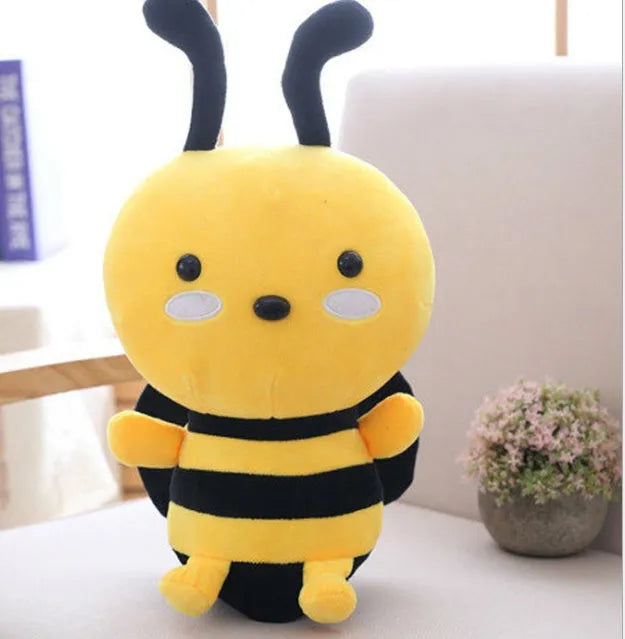 Honeybee soft stuffed plush toy bee in super soft short plush fabric, shown in a 30cm size on a white background