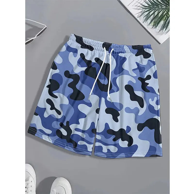 Men's solid colour beach shorts in polyester fabric with elastic waistband for travel