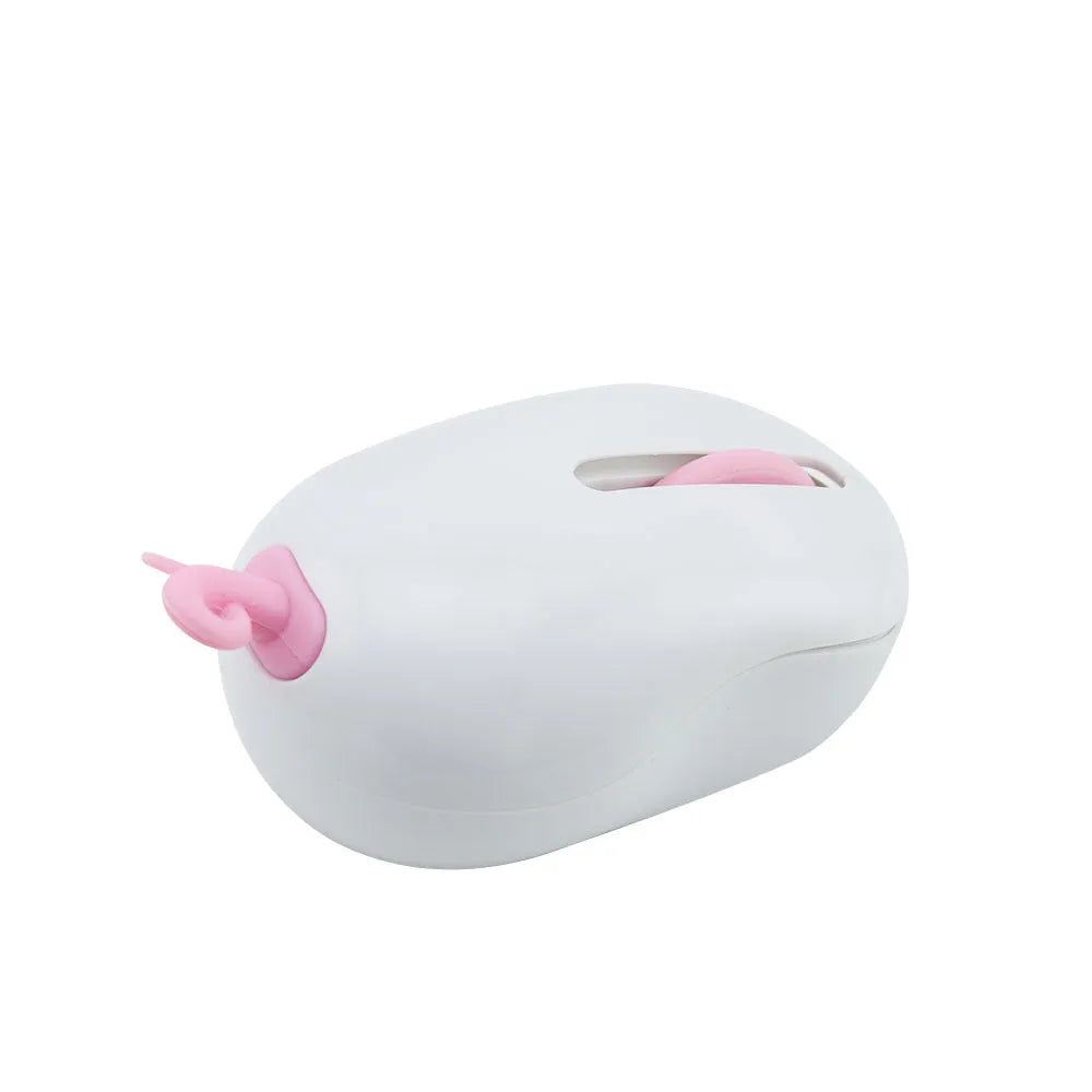 Pink wireless silent mouse with compact design and USB receiver for laptop use