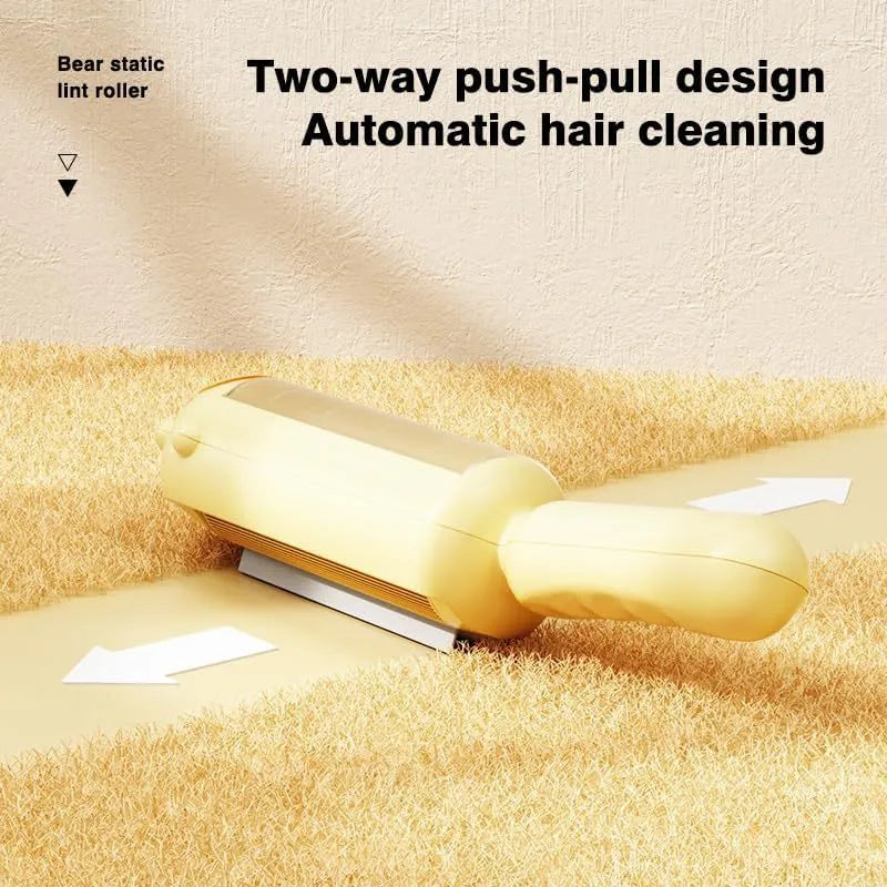 Reusable pet hair remover roller in blue, pink or yellow for furniture and car seats
