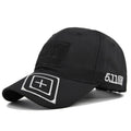 Cotton baseball cap with wide brim and adjustable back, displayed on a neutral background