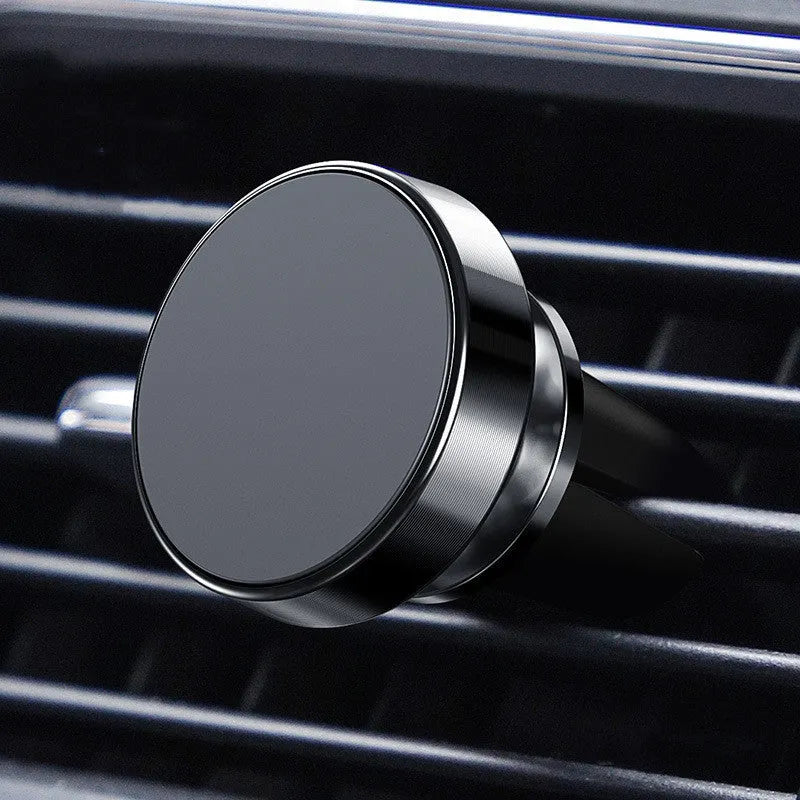Magnetic car phone holder aluminium alloy CD texture black colour paste style on dashboard