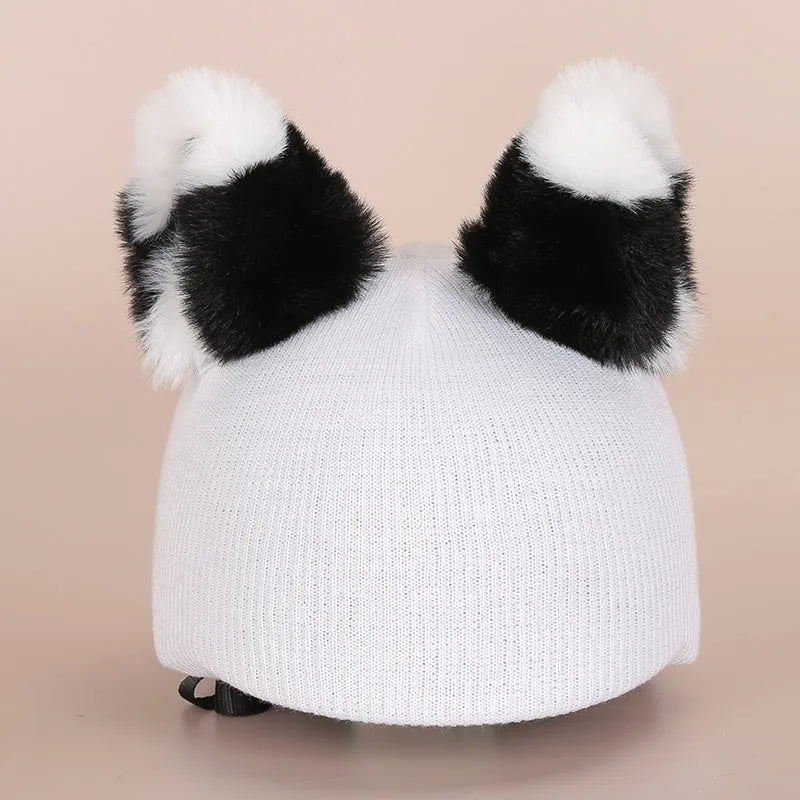 Plush fabric cartoon helmet hat decoration for ski helmets in multiple style variations
