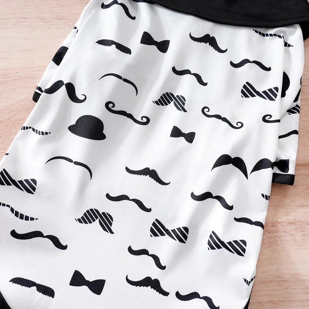 White Gentleman Beard polyester dog shirt for small dogs with S M L XL XXL sizing