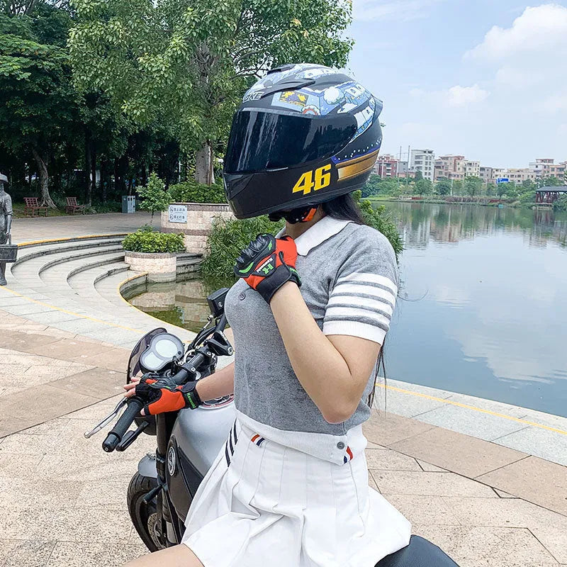 ABS full face motorcycle helmet shown in multiple sizes for men and women riders
