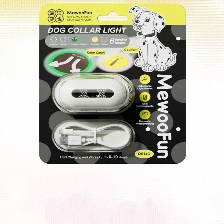 Pet luminous collar with integrated hanging lamp ring in four colour options