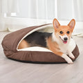 Brown and grey cloth dog kennel with removable washable cover for small to medium-sized dogs
