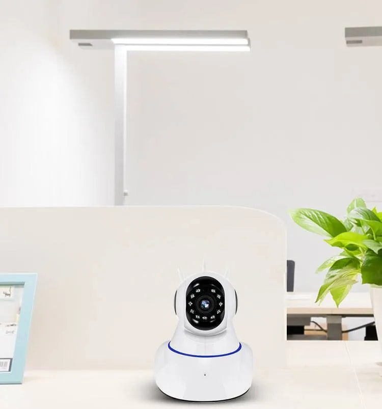 White wireless dome security camera with dimensions 115mm by 130mm.