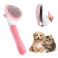 Cat grooming brush with release button in blue, grey and pink colour options