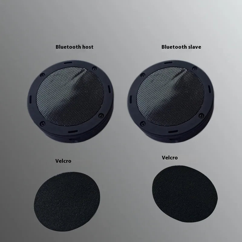Waterproof Bluetooth helmet headset in black with bilateral stereo and battery display, head-mounted for motorcycle use