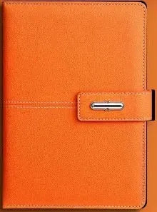 A5 notebook with PU leather cover in various colour options including black, red, green, blue, and orange