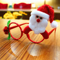 Plastic Christmas glasses frame decoration with fabric Santa Claus hat design