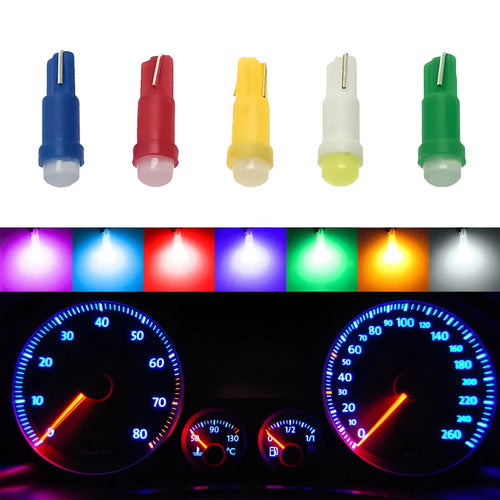 Ceramic T5 LED car bulb for instrument and dashboard lighting in multiple colours