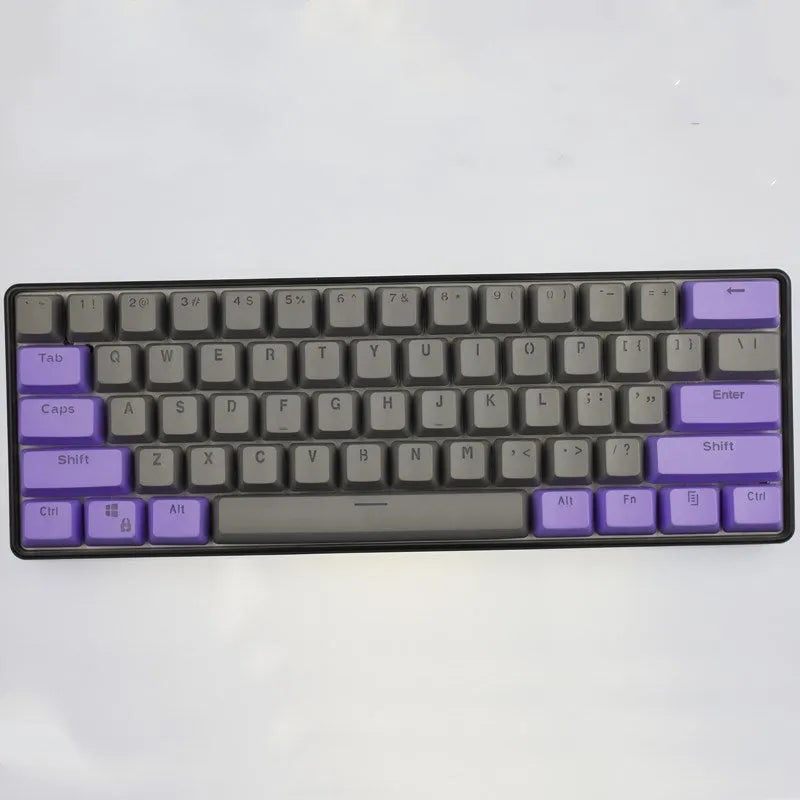PBT transparent keycap set with OEM height profile and two-shot injection light-transmitting characters for 60% mechanical keyboards